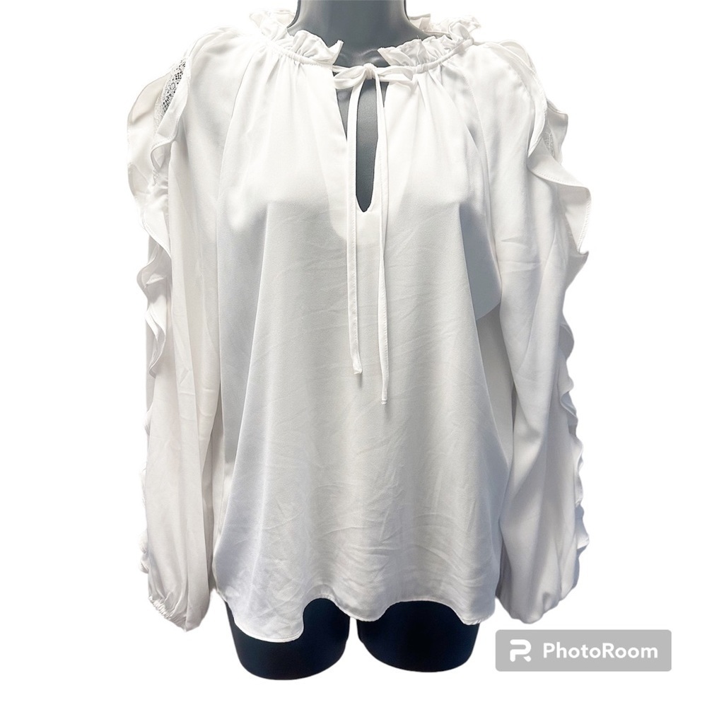 1.state Ruffle and Lace Long Sleeve Blouse Size Medium